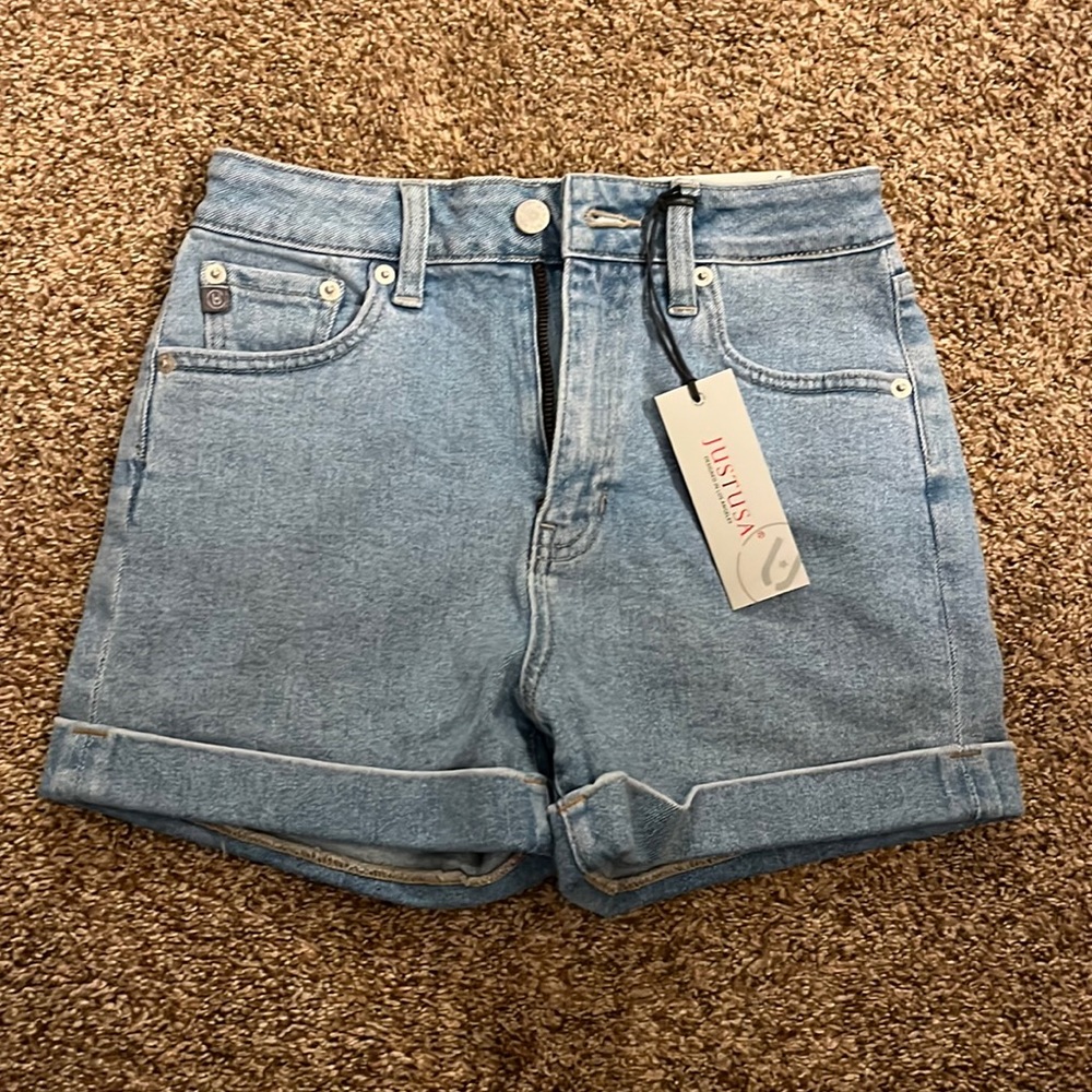 jean shorts.